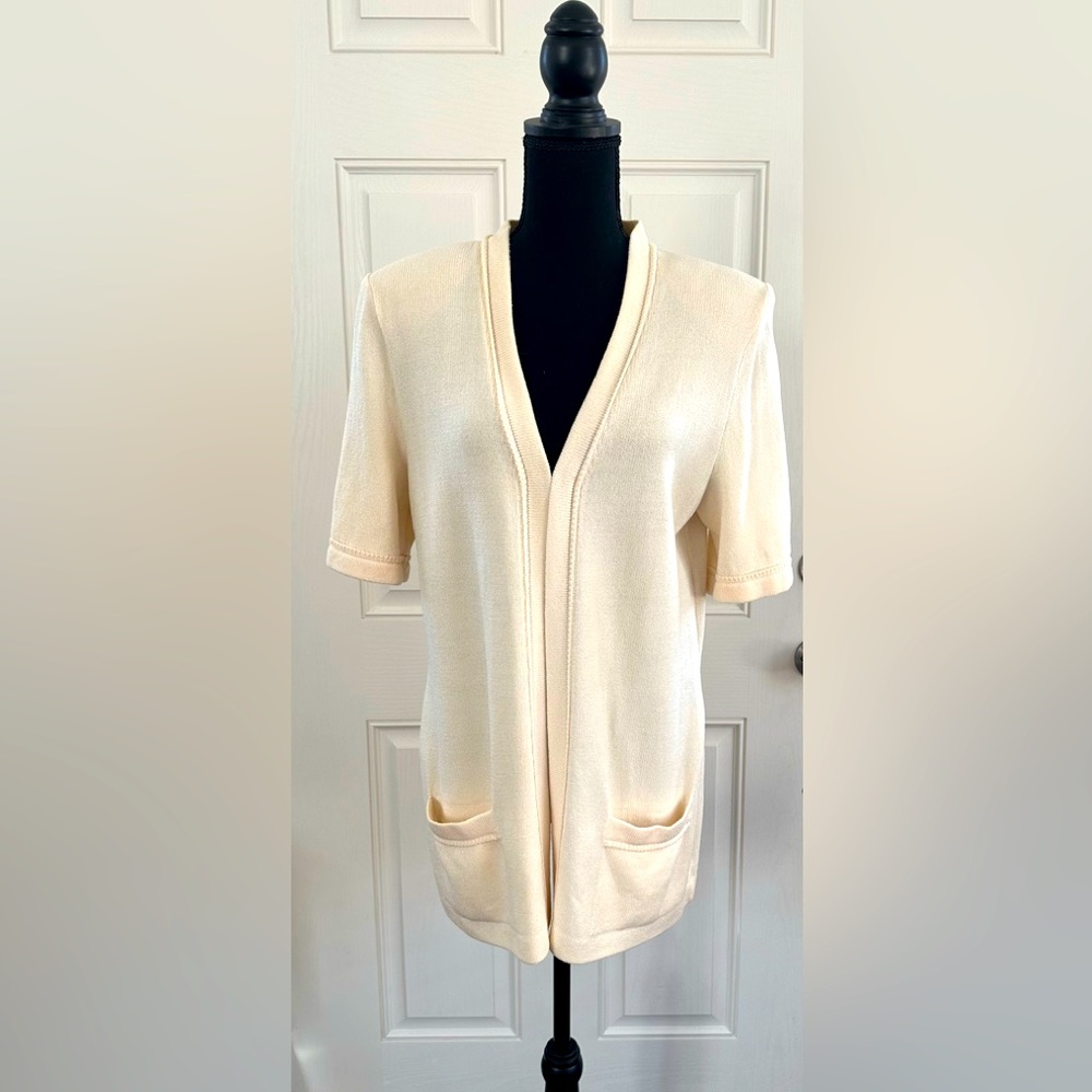 St. John Basics Ivory Cardigan, M